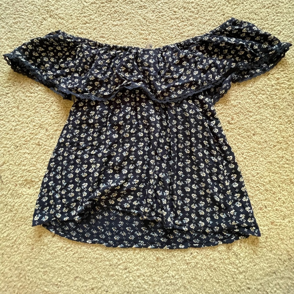 Navy blue off-shoulder blouse